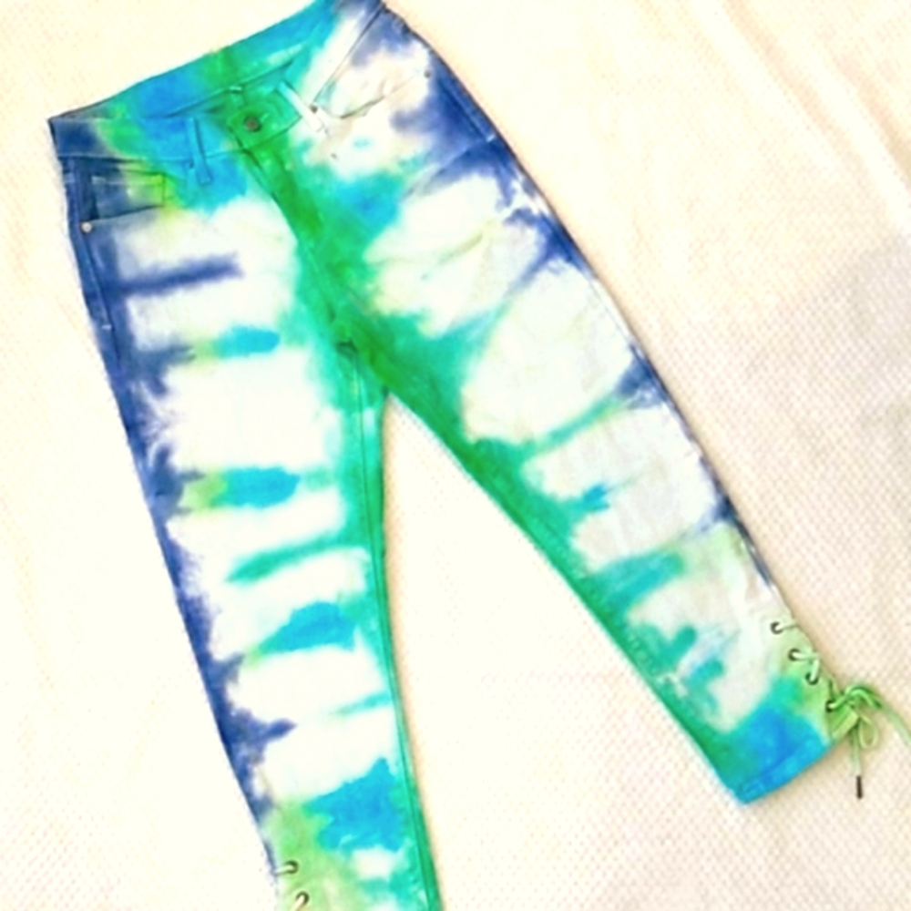 Levi's Cropped Jeans Tie Dye Bohemian Beach size 27